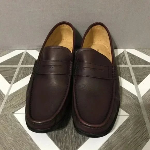 💫Florsheim Burgundy Leather Penny Loafers Sz-10 1/2 D - Picture 2 of 8